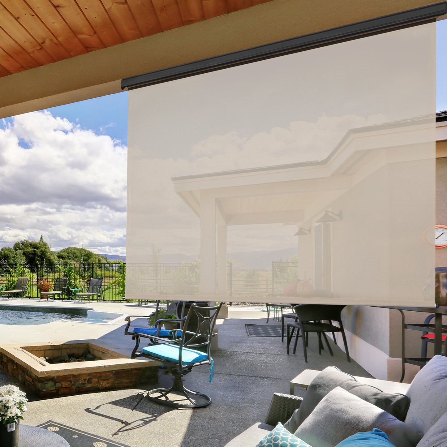 Premium Rechargeable Motorized Outdoor Roller Shade